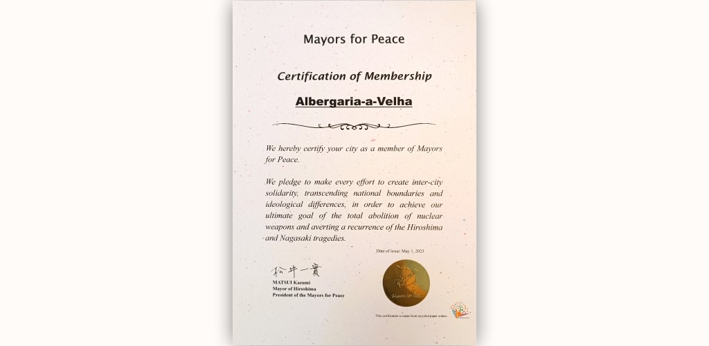 A Câmara Municipal de Albergaria-a-Velha aderiu à rede Mayors for Peace